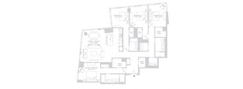 a floor plan of a house with many rooms and a staircase