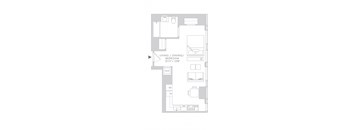 a floor plan of a small house with a bedroom and a living room