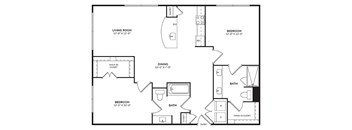 A black and white image of a house floor plan.