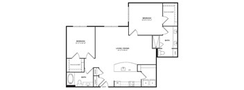 A black and white image of a house floor plan.