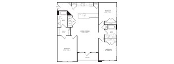 A black and white image of a floor plan for a house.