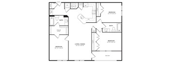 A black and white image of a floor plan for a home with three bedrooms.