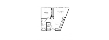 a floor plan of a 1 bedroom floor plan