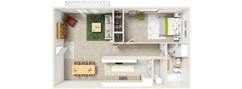 1 Bedroom 1 Bath 730 SF