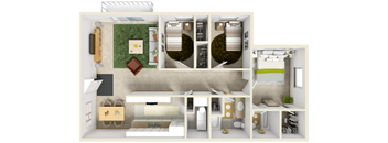 3 Bedroom 2 Bath - 1090 SF