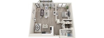 a 2 bedroom floor plan with a bathroom and a living room