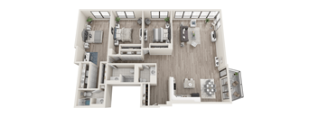 a234 floor plan  1 bedroom with 2 baths  1192 square feet