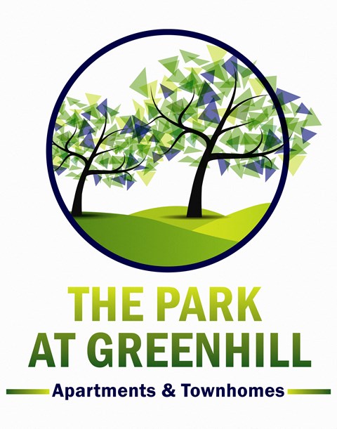 The image is a logo for "The Park at Greenhill" which includes apartments and townhomes.