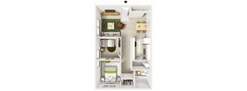 2 Bedroom 1 Bath - 850 SF