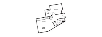 A black and white image of a floor plan of a house.