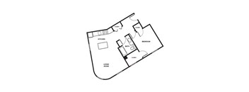 A black and white drawing of a house layout with labeled rooms.