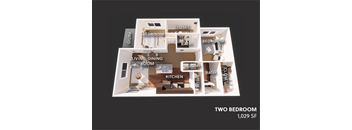 a floor plan with two bedrooms and two bathrooms