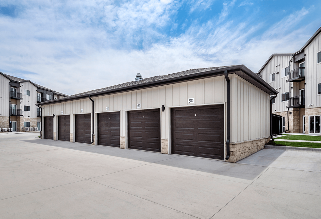 A large garage with the number 60 on it.