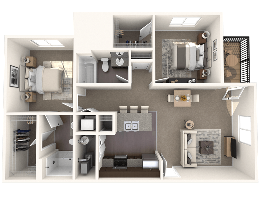 a rendering of a 3d floor plan of a house