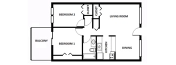 2 Bed - 1 Bath - 850 sqft