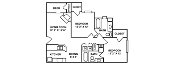 2 Bed | 2 Bath - 966 sq. ft.
