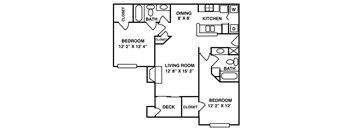 2 Bed | 2 Bath - 1049 sq. ft.