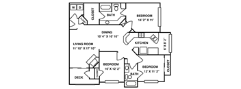 3 Bed | 2 Bath - 1344 sq. ft.