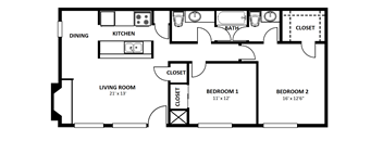2 Bed | 2 Bath | 1050 sq ft