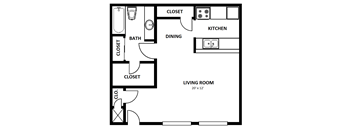 STUDIO | 1 Bath | 600 sq ft