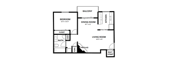 1 Bed | 1 Bath | 725 sq ft with Fireplace