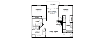 2 Bed - 2 Bath - 1075sq ft - with Fireplace