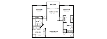2 Bed - 2 Bath - 1075sq ft