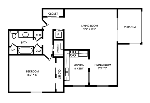 1 Bedroom - 1 Bath