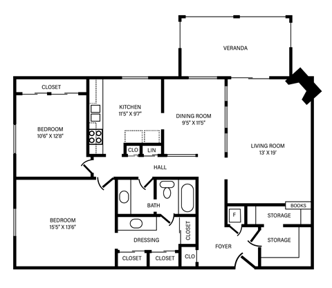 2 Bedroom - 1 Bath - Fireplace