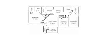 Floor Plan - 3BR - 2BA - 1157