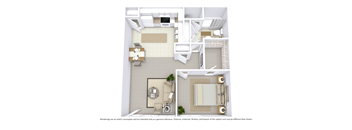 1 Bed _ 1 Bath _ 552 sqft - 3D Floor Plan