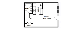 Studio - 1 Bath - 380 sqft
