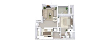 a floor plan of a house with a bedroom and a living room