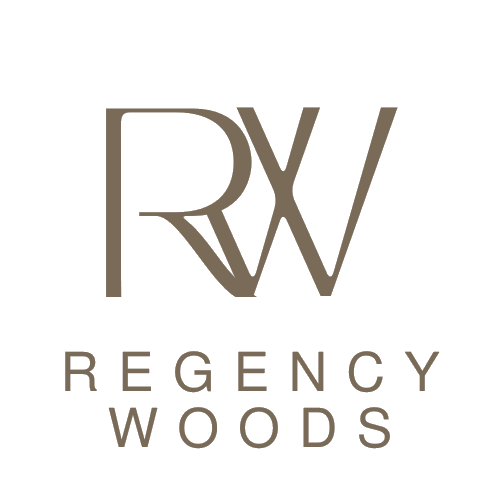 A logo with the letters RW and the words Regency Woods below it.