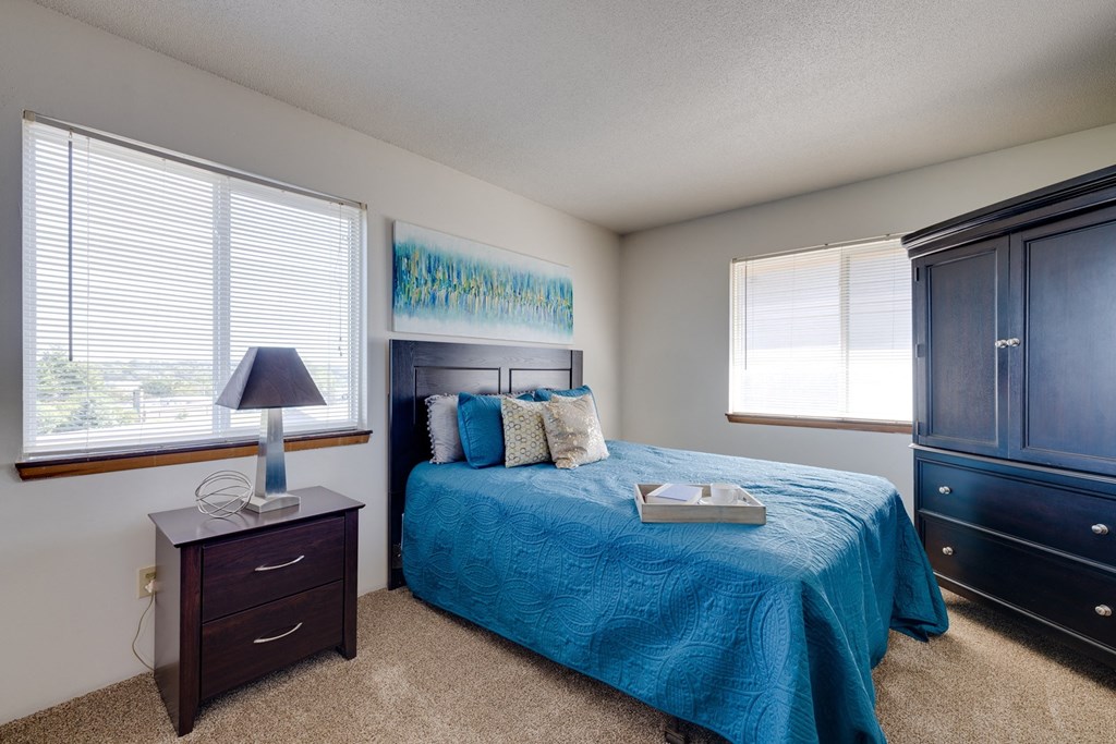 Spacious two-bedroom, two-bathroom living space, offering comfort and privacy for residents.