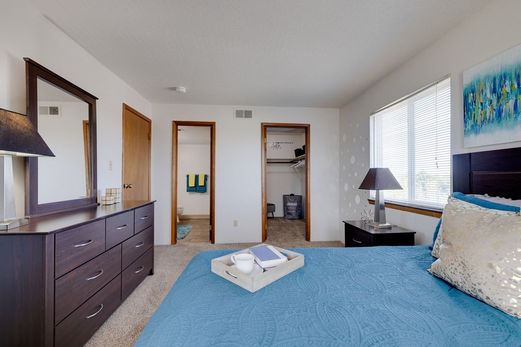 Spacious two-bedroom, two-bathroom living space, offering comfort and privacy for residents.
