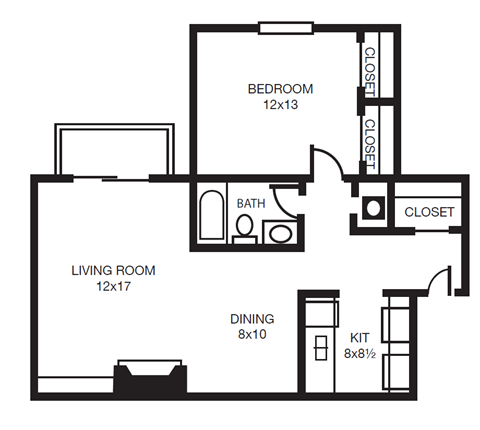 One Bedroom E fireplace