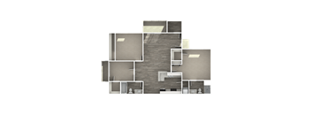 A black and white image of a house layout.