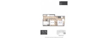 A floor plan of a 538 sq ft, one-bedroom apartment.
