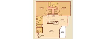 Broadstone Colonnade Apartments in San Antonio, TX Two Bedroom Floor Plan