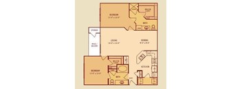 Broadstone Colonnade Apartments in San Antonio, TX Two Bedroom Floor Plan