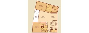 Broadstone Colonnade Apartments in San Antonio, TX Two Bedroom Floor Plan