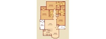 Broadstone Colonnade Apartments in San Antonio, TX Three Bedroom Floor Plan
