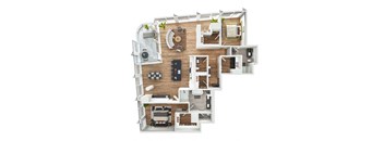 bedroom floor plan an open concept living room and kitchen with a wood floor