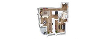 a floor plan of a house with a bedroom and a bathroom