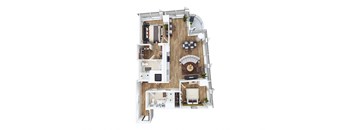 floor plan of a house top view of living room kitchen and dining room
