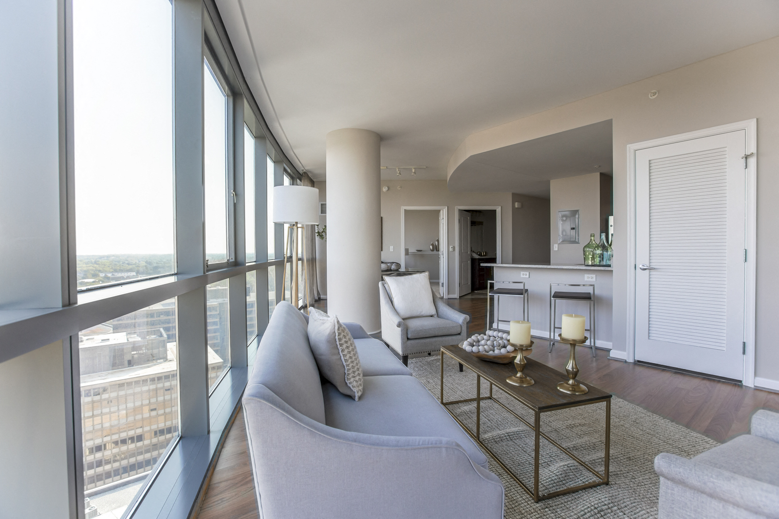 NoBe Market Apartments living room floor to ceiling windows