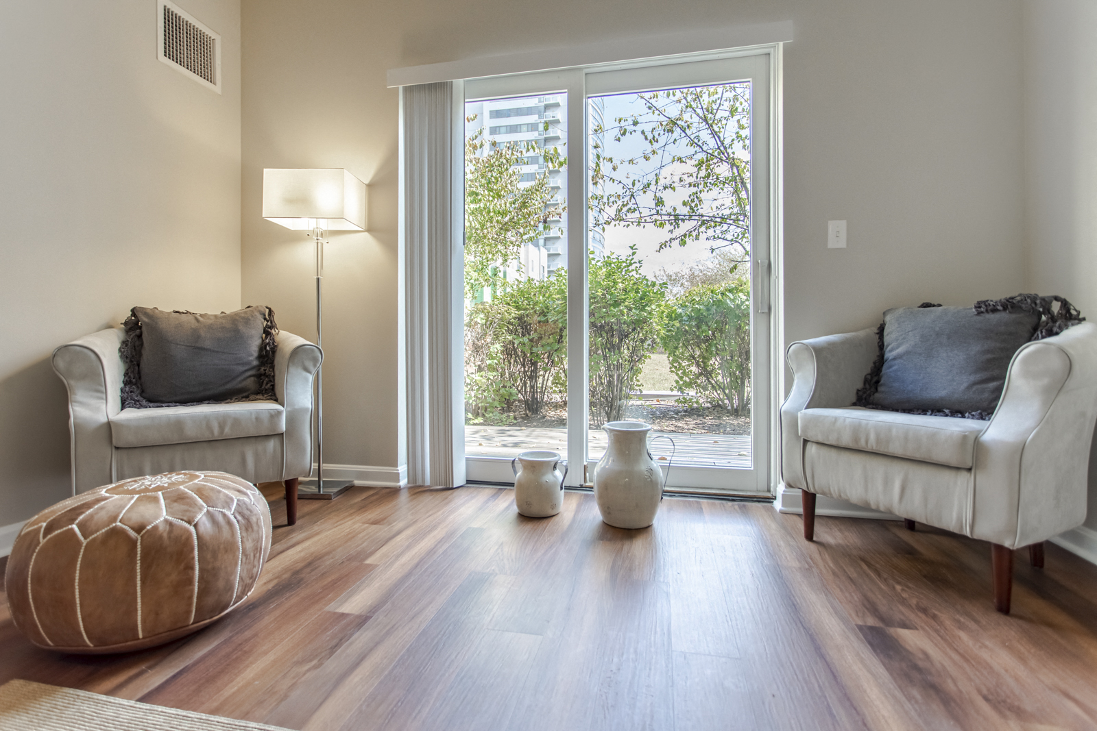 NoBe Market Apartments living room with hard wood floors