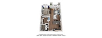 a floor plan of a 1 bedroom floor plan with a bathroom and a living room