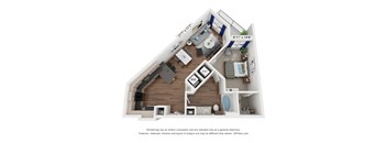 a floor plan of a house with a bedroom and a living room
